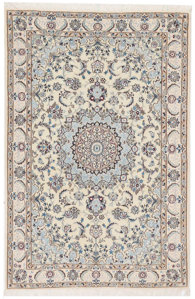 Persian Nain Rug with Silk Highlights, 202 × 135 cm