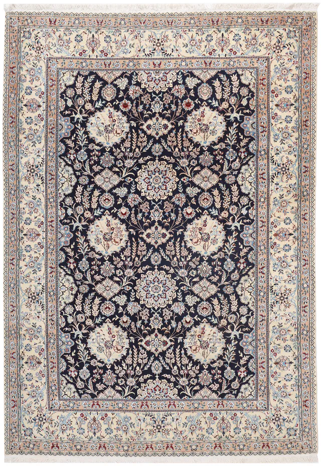 Nain Dark Blue with Silk Highlights, 295 × 203 cm