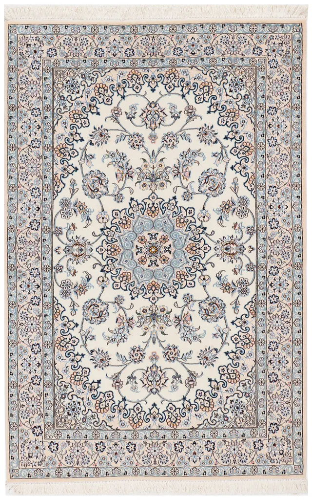 Persian Nain Rug with silk highlights, 202 × 132 cm