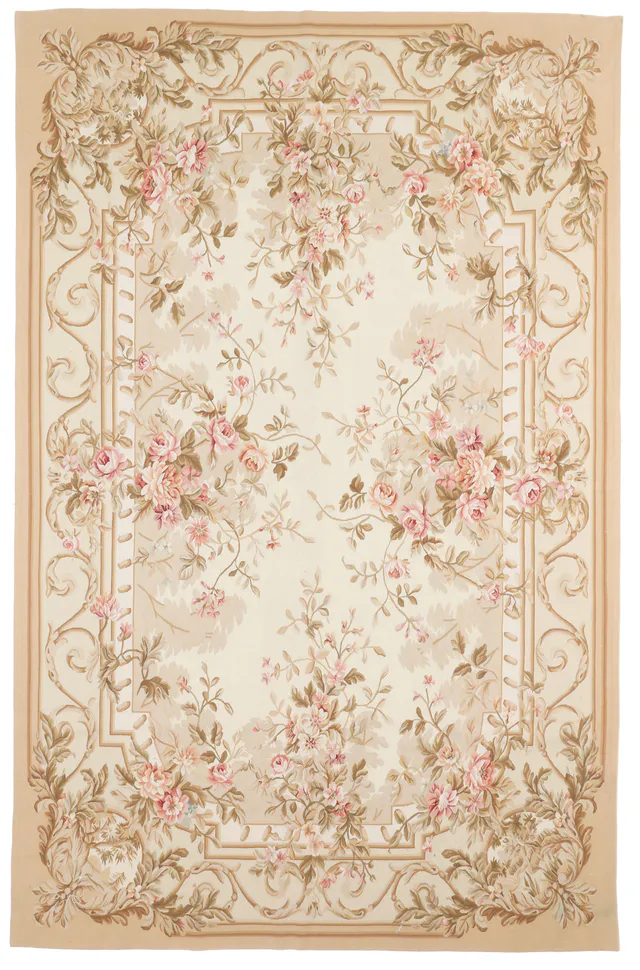 Brown Floral Aubusson Rug, 282 × 181 cm