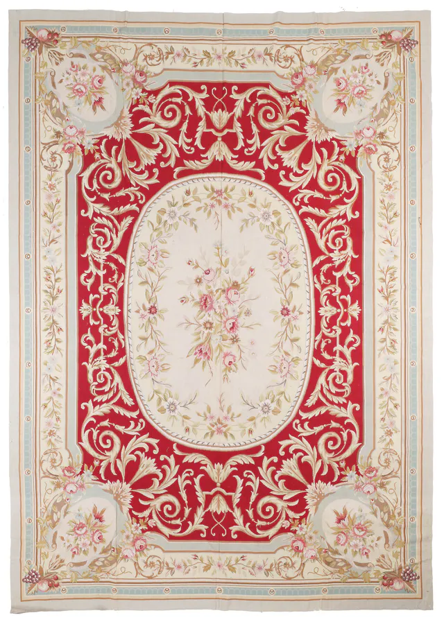 Extra Large Red Needlepoint Rug, 428 × 303 cm
