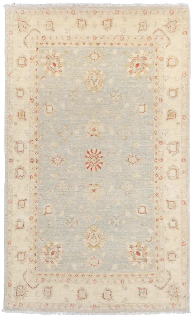 Garous Ziegler Blue Rug in Beige Border, 188 × 109 cm