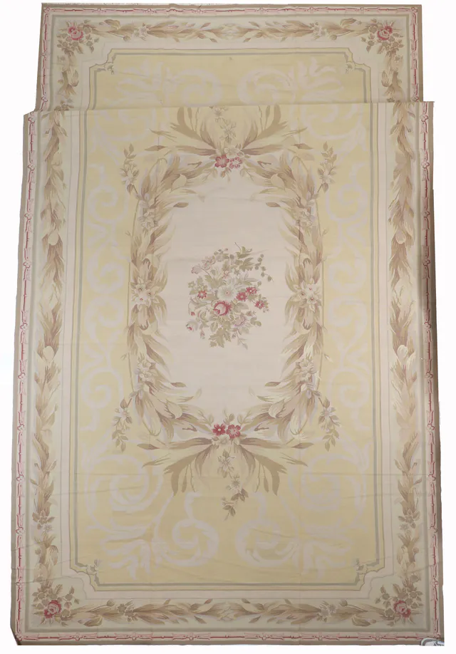Pale Yellow Floral Needlepoint Rug, 566 × 320 cm