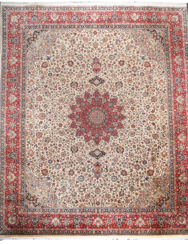 Persian Sarouk / Saruk Fine Rug in Beige, 570 × 490 cm