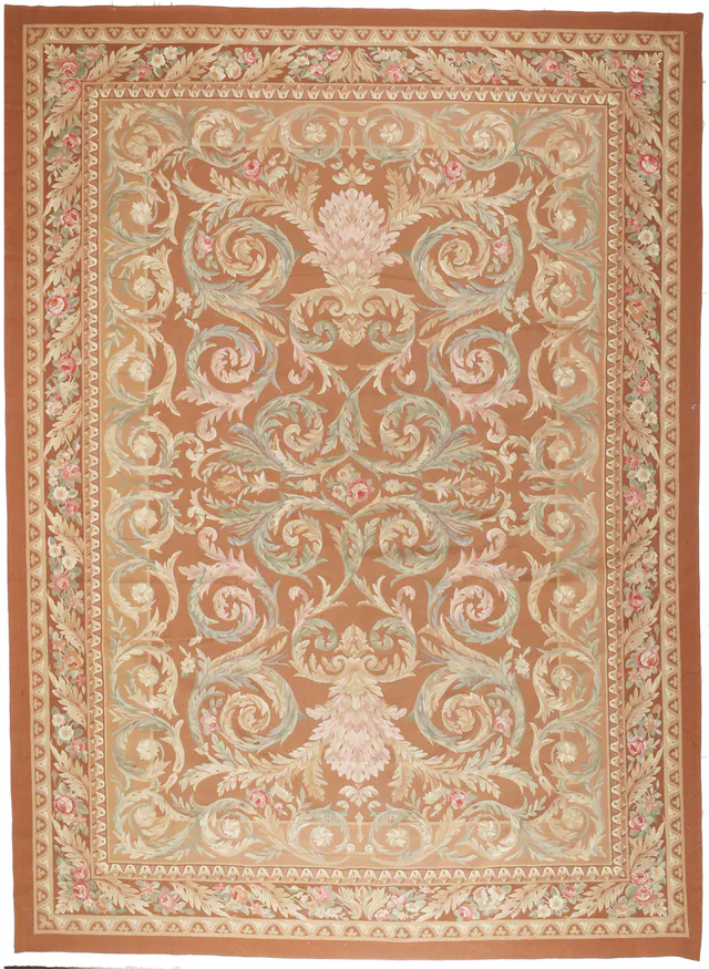 Aubusson rug floral design Orange, 434 × 304 cm