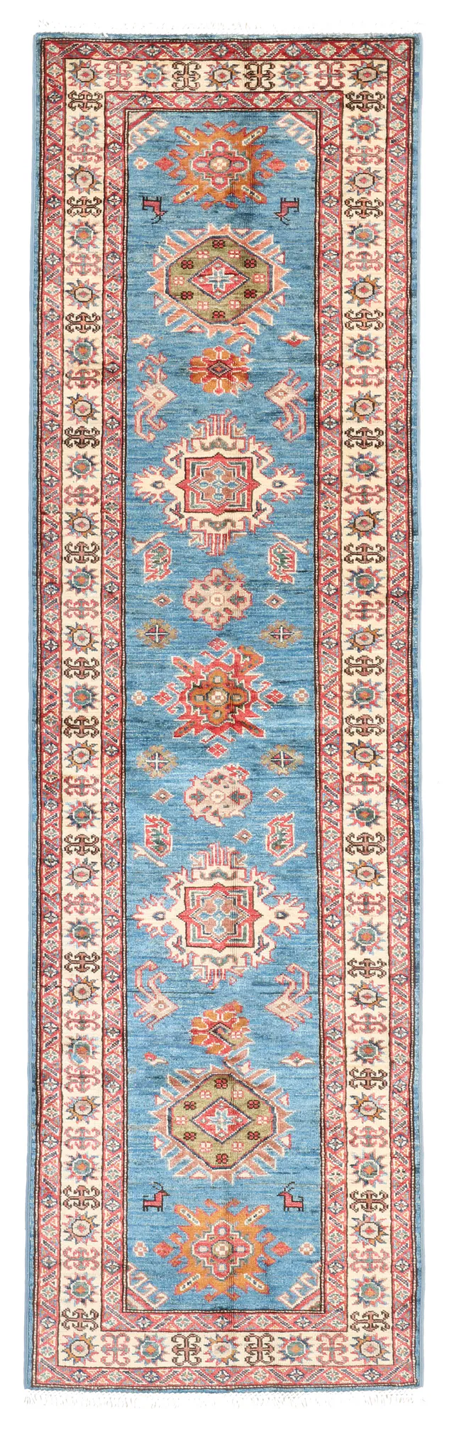 Blue Super Kazak Runner, 265 × 72 cm