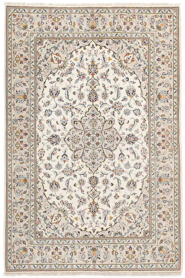 Persian Kashan / Keshan Rug Beige, 215 × 143 cm