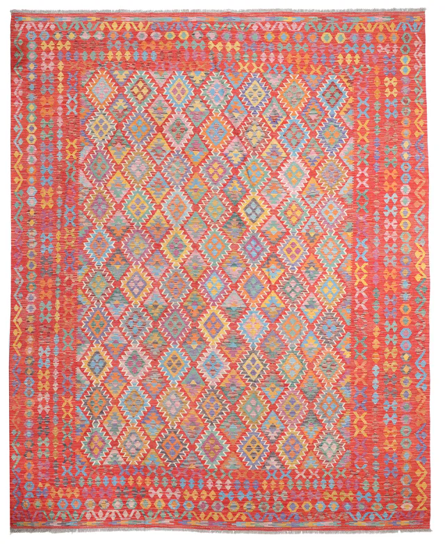 Shirvan Kilim Orange Rug – 13 x 10'2, 399 × 312 cm