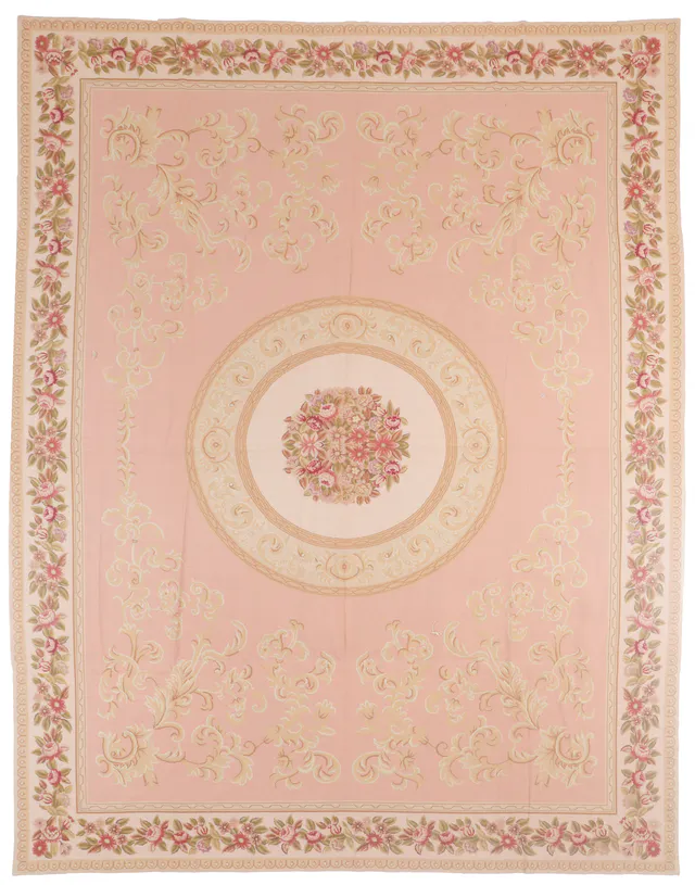 Pink Needlepoint Rug in, 346 × 269 cm