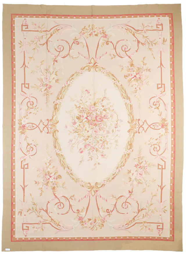 Beige Aubusson Rug, 405 × 294 cm