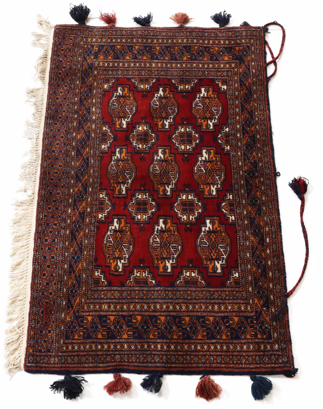 Turkmen / Turkaman Red Rug in, 123 × 40 cm