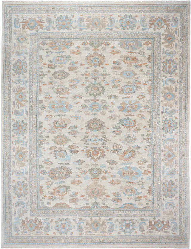 Blue Persian Sultanabad Rug in 14.96 x 11.45, 456 × 349 cm