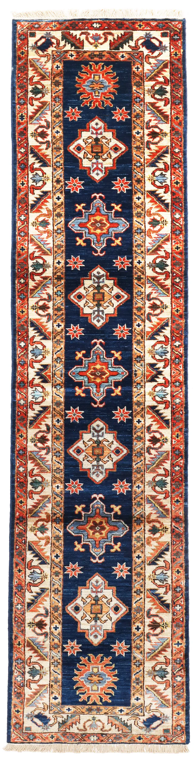 Fine Shirvan Navy Runner – 8 x 1'9, 244 × 59 cm