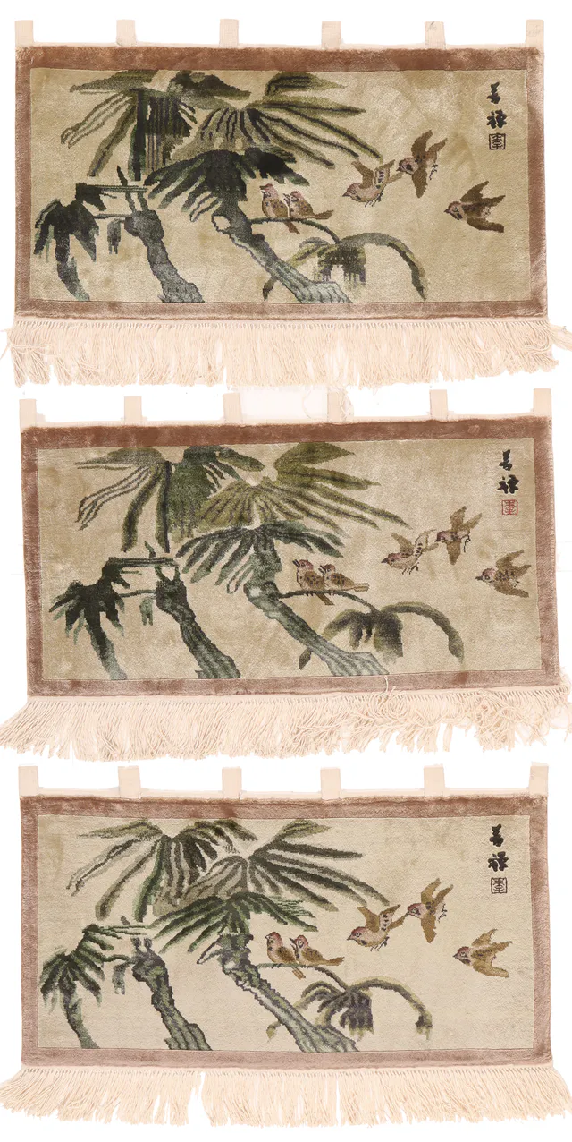 Fine Chinese Rug with Tree pattern, 92 × 48 cm