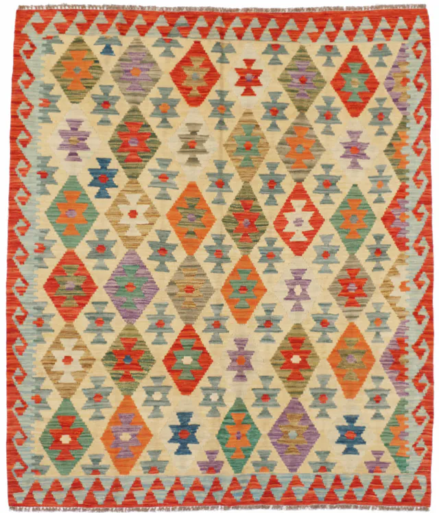 Shirvan Kilim in Orange, 190 × 156 cm