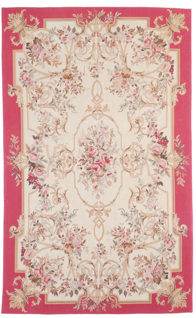 Deep Rose Pink Aubusson Rug, 245 × 146 cm