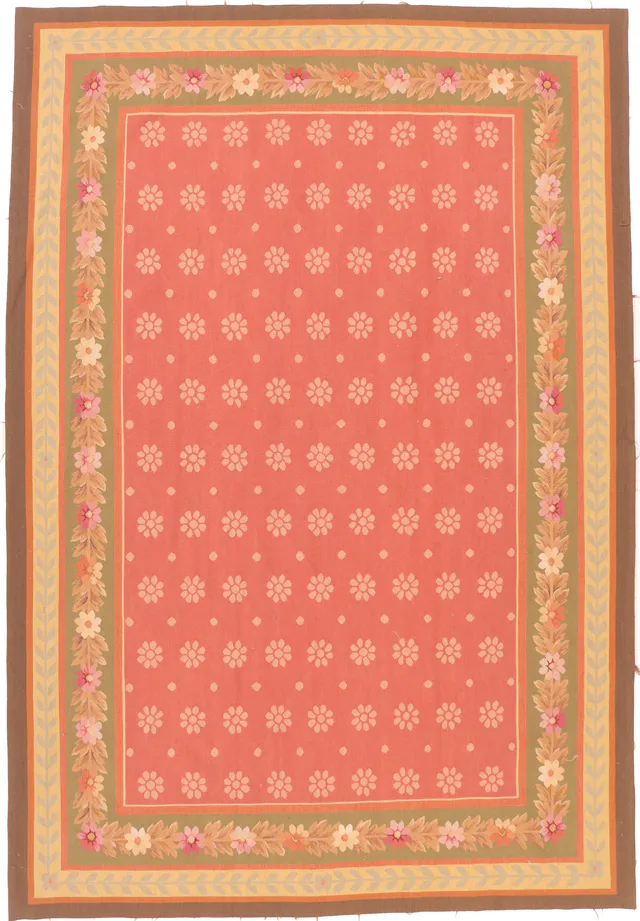 Pink Floral Aubusson Design Rug 9 x 6, 275 × 183 cm