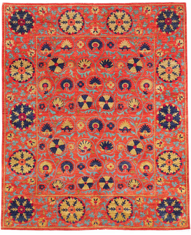 Arts & Crafts Orange Rug, 303 × 247 cm