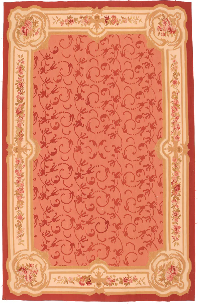Pink Aubusson Design Rug 9 x 6, 275 × 183 cm