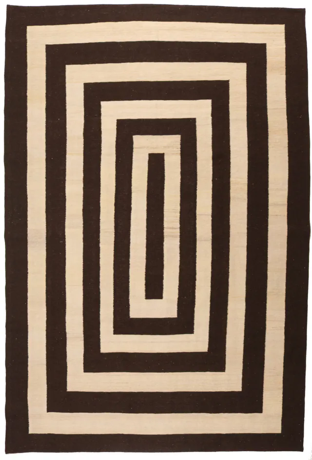 Qashgai/ Kashgai Kilim in Dark Brown, 296 × 203 cm