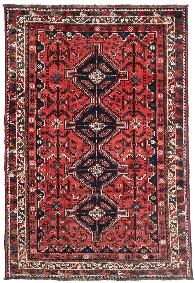 Persian Nomadic Shiraz Rug – 8 x 5'4, 246 × 166 cm