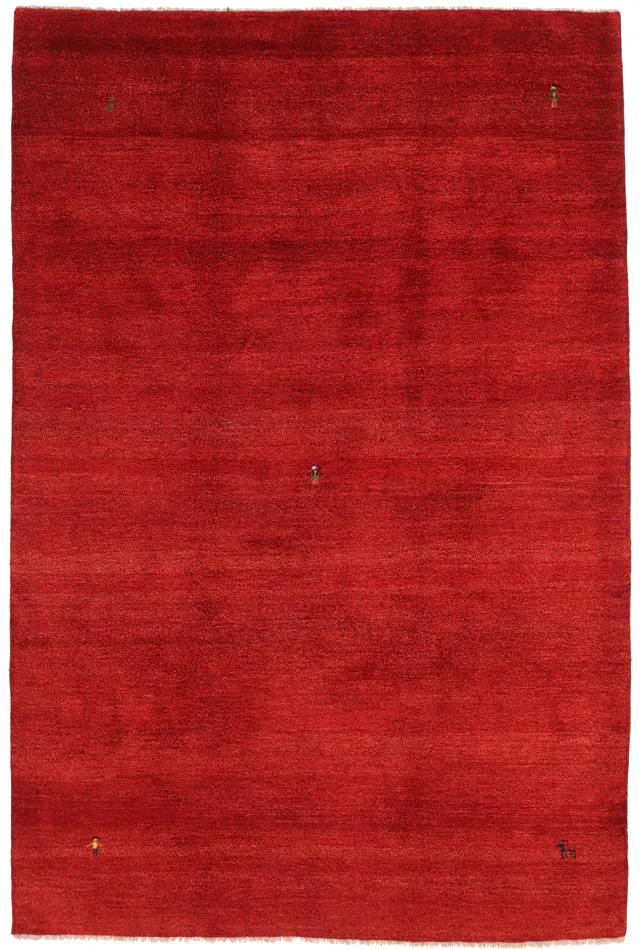 Gabbeh rug in deep red, 290 × 192 cm