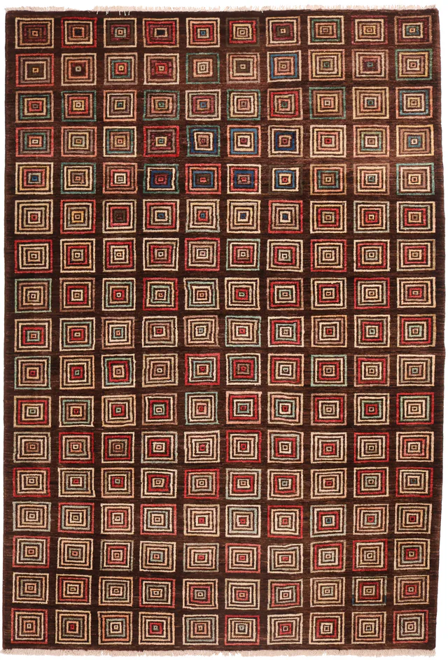 Modern Gabbeh with multi Square Pattern, 290 × 198 cm