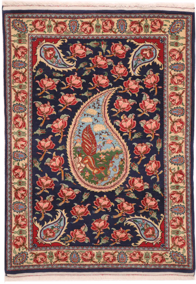 Persian Fine Qum Rug, 114 × 82 cm