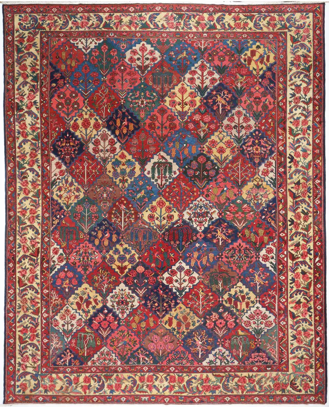 Antique Persian Bakhtiar rug, 480 × 382 cm