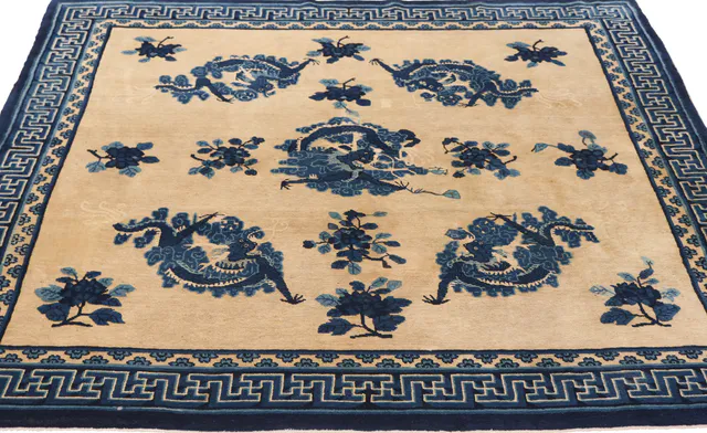 Chinese Antique circa 1910 Baotou Rug, 183 × 180 cm