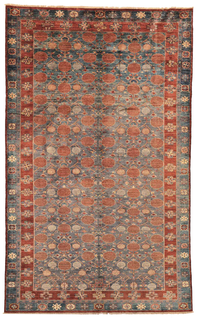 Khotan Samarkand Design Part Silk – 11 x 6'4, 338 × 197 cm