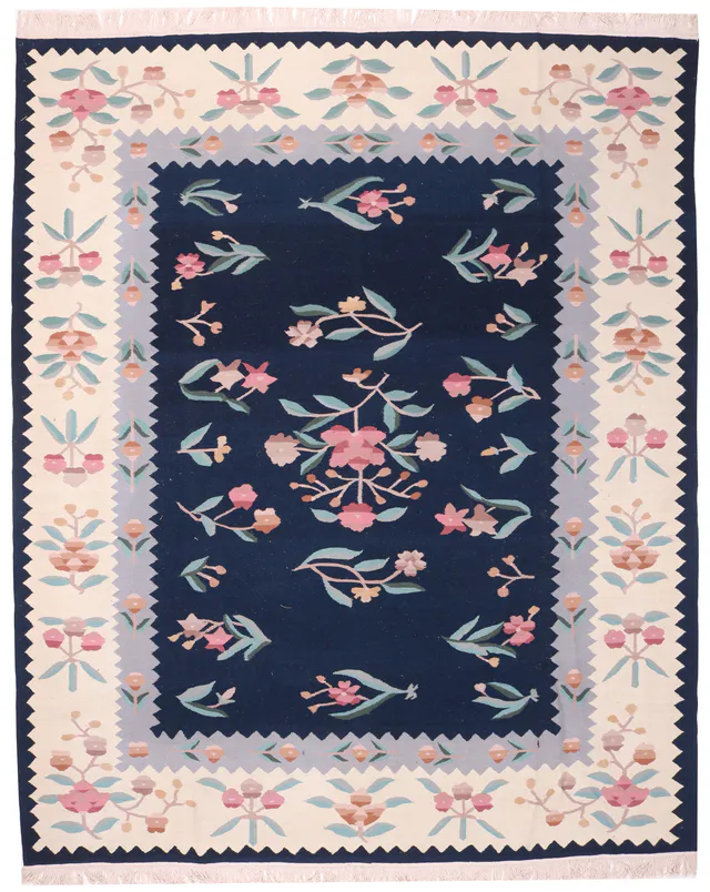 Bessarabian design kilim dark navy, 304 × 248 cm