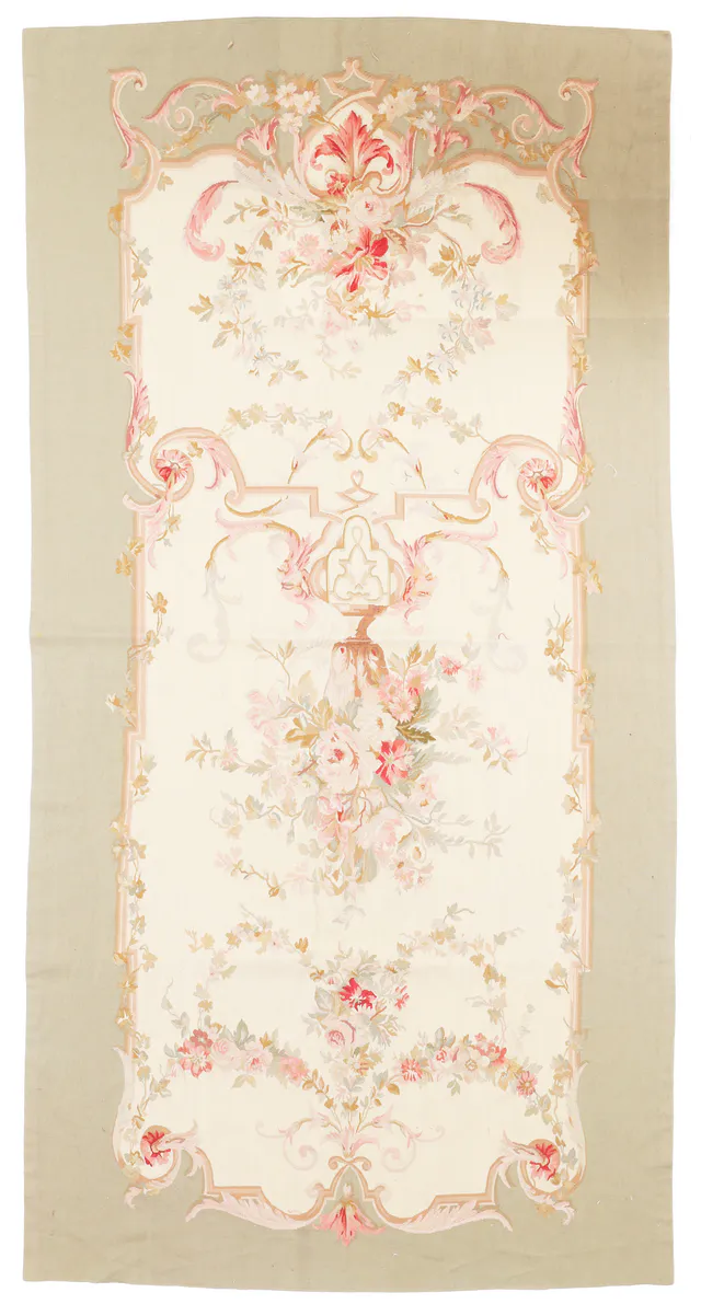 Aubusson Floral Beige Runner, 280 × 140 cm