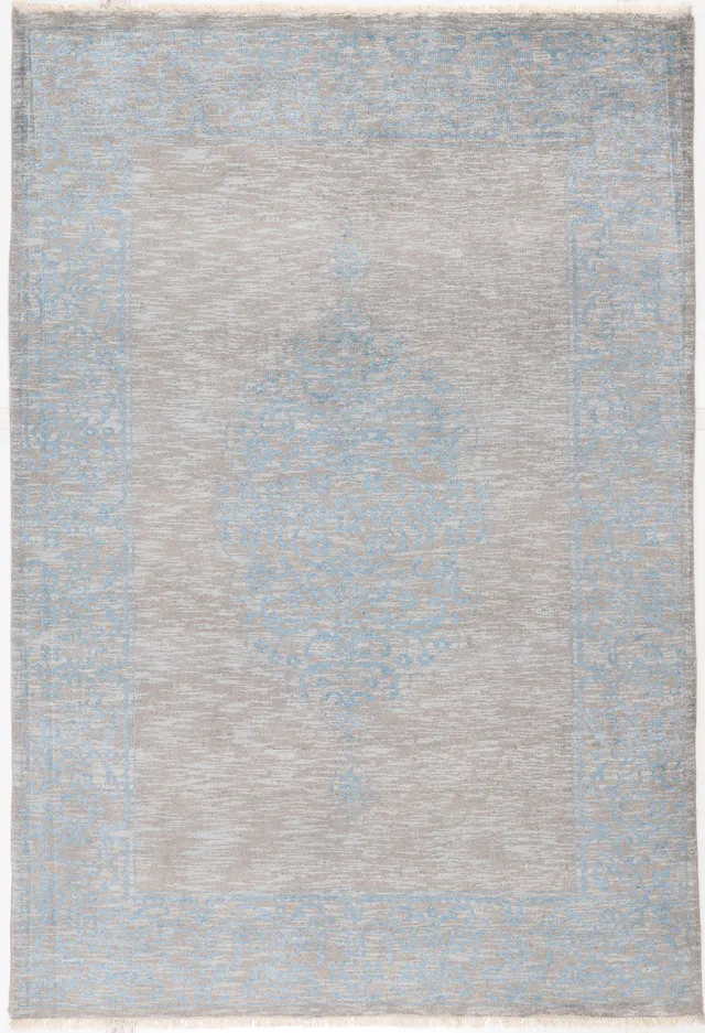 Elegance Bamboo Silk Rug in blue & grey, 239 × 163 cm