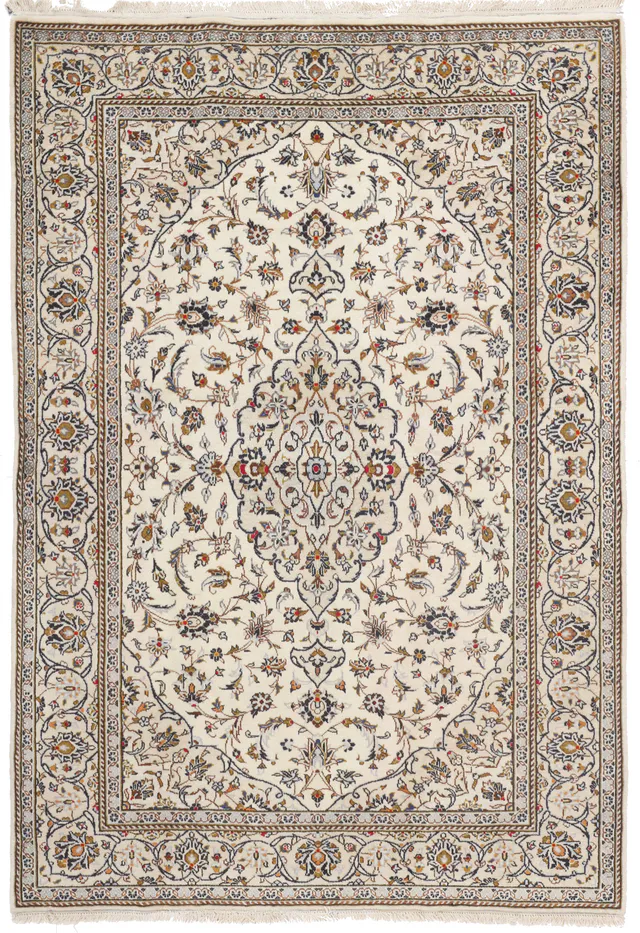 Persian Kashan / Keshan Beige Rug in, 208 × 143 cm