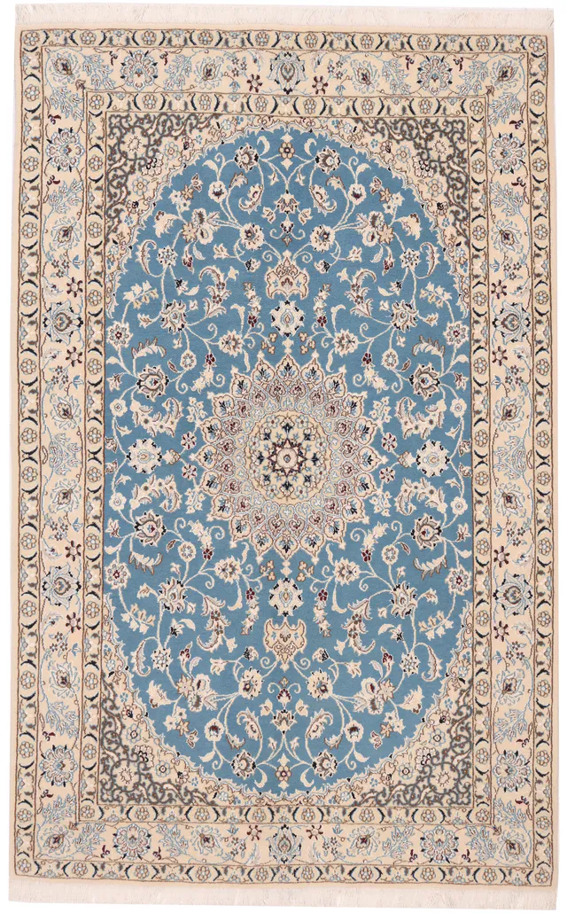 Persian Fine Nain With Silk Highlights, 206 × 129 cm
