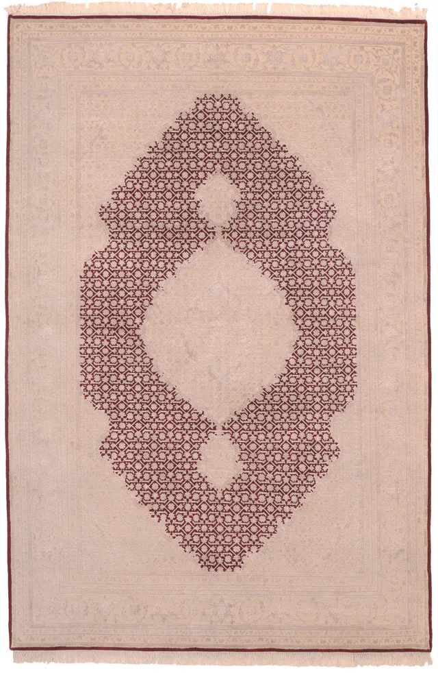 Tabriz Mahi Design in Wool & Silk Rug, 243 × 163 cm