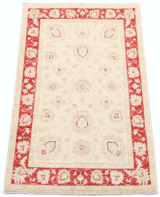 Beige Garous Ziegler Design / Red Border in, 120 × 79 cm