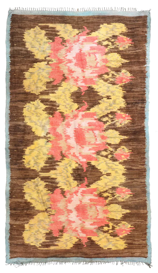 Double Sided Tulu Anatolian Silk Kilim, 238 × 130 cm