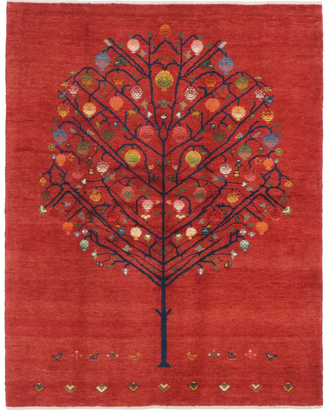 Persian Gabbeh Red Rug, 192 × 154 cm