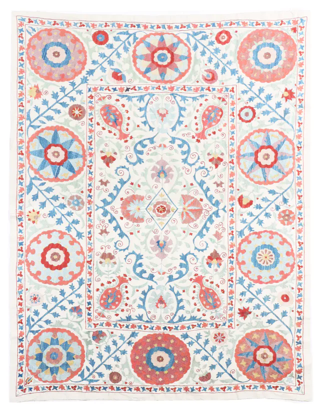 Suzani Silk Uzbek embroidery textile in, 179 × 144 cm