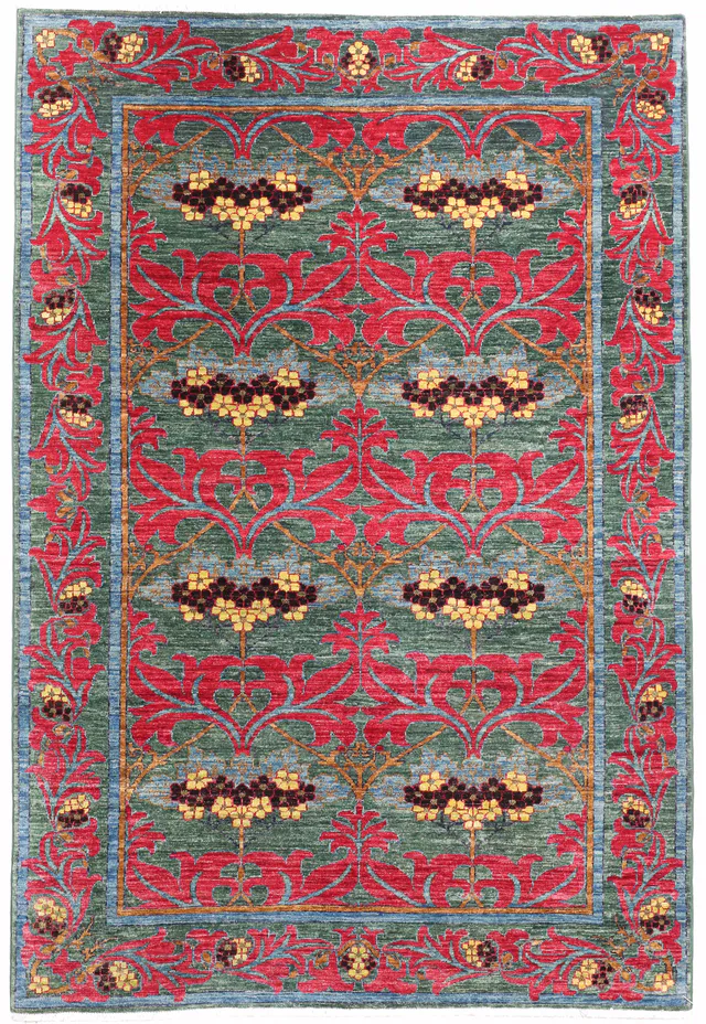 Arts & Crafts in Red & Blue, 236 × 152 cm