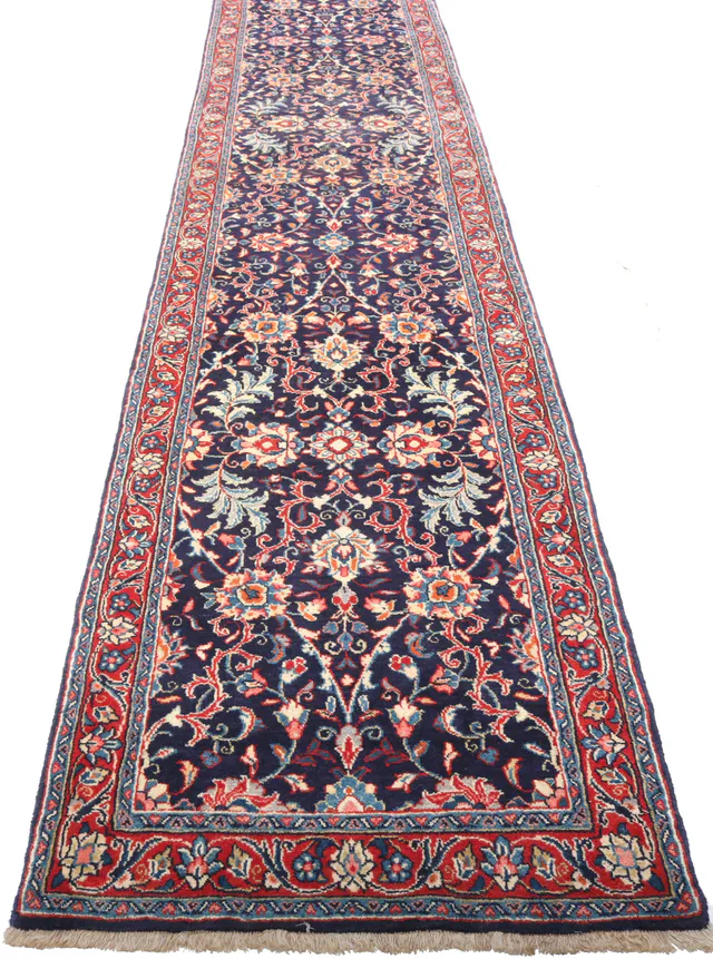 Persian Saruk / Sarouk Rug in Navy, 504 × 81 cm