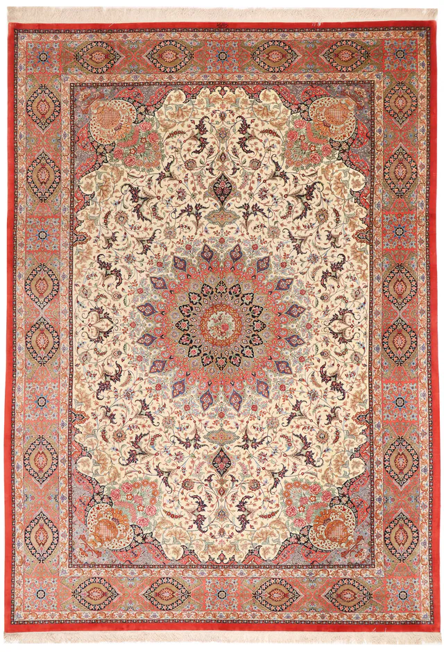 Persian fine Qum 100% silk Rug, 340 × 245 cm