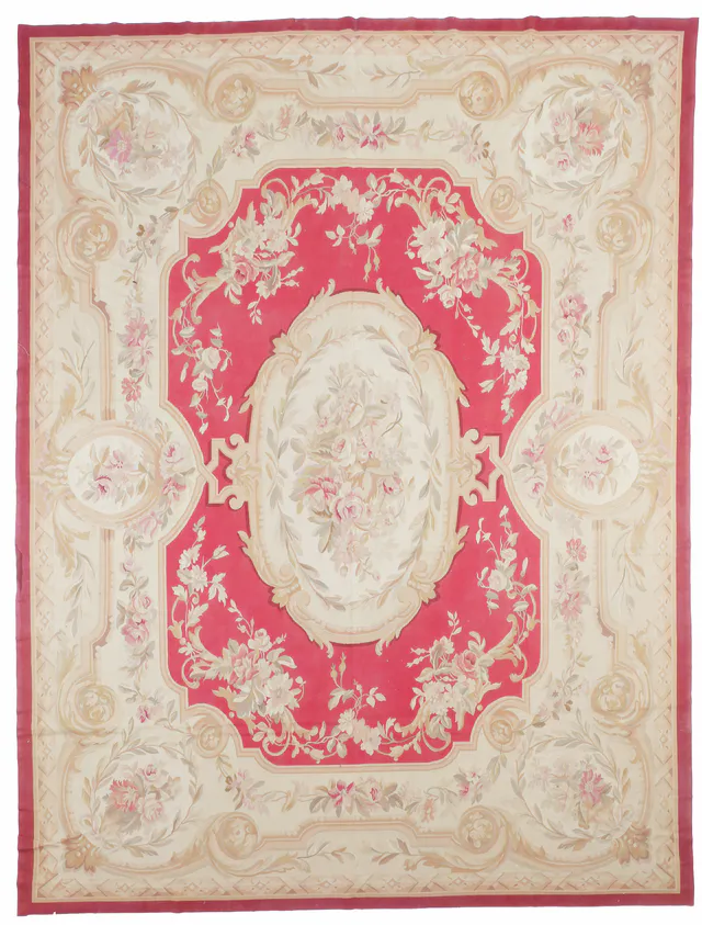 Deep Red Aubusson Rug, 363 × 262 cm
