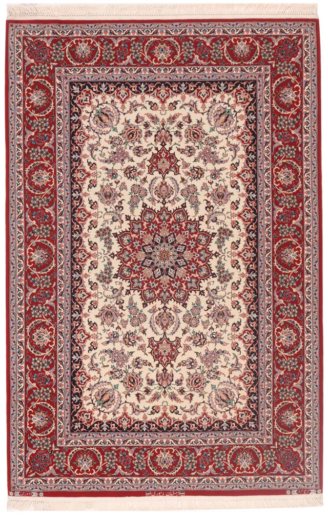Isfahan fine on silk foundations – Signed Davari, 198 × 132 cm