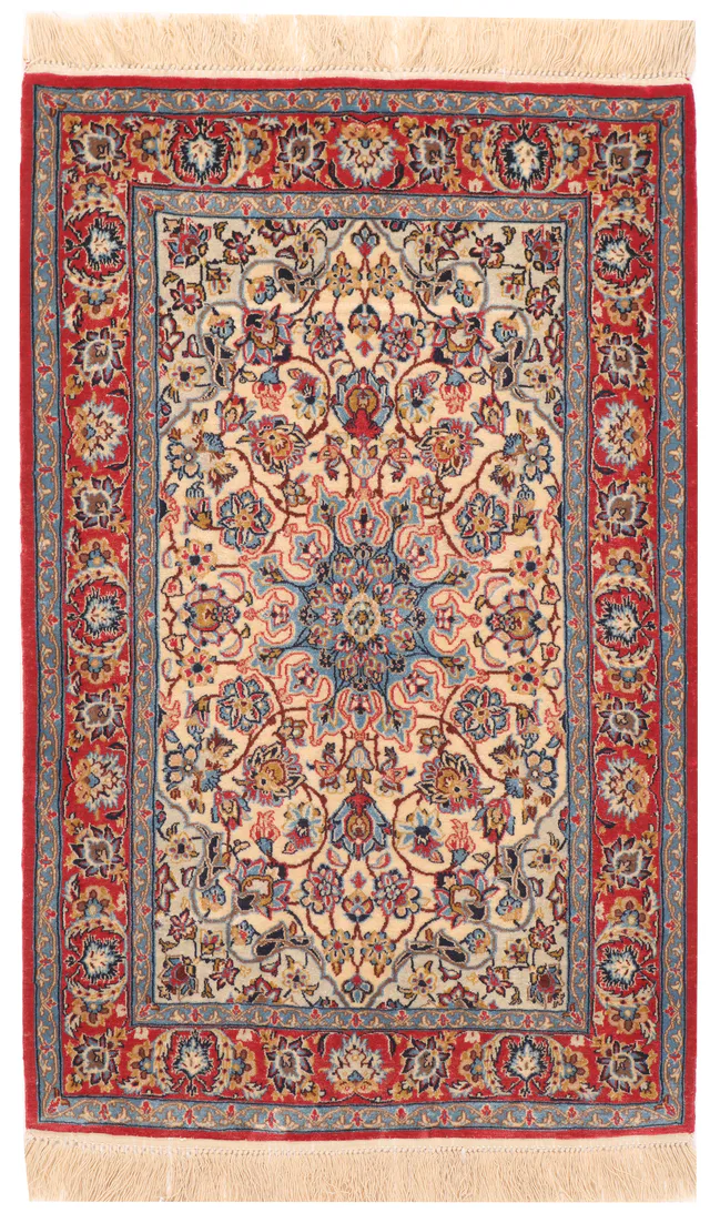 Isfahan silk base rug, 108 × 70 cm