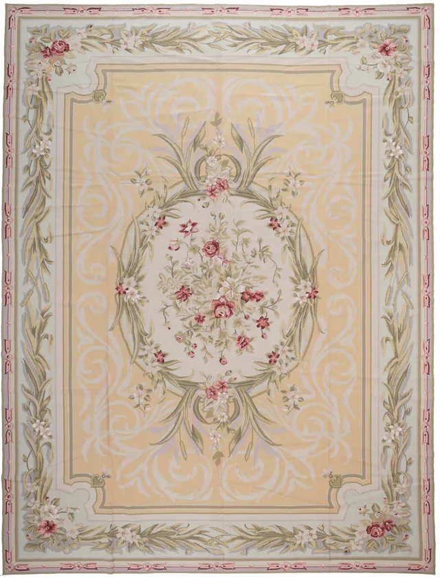 Needlepoint Floral Design Rug, 424 × 304 cm