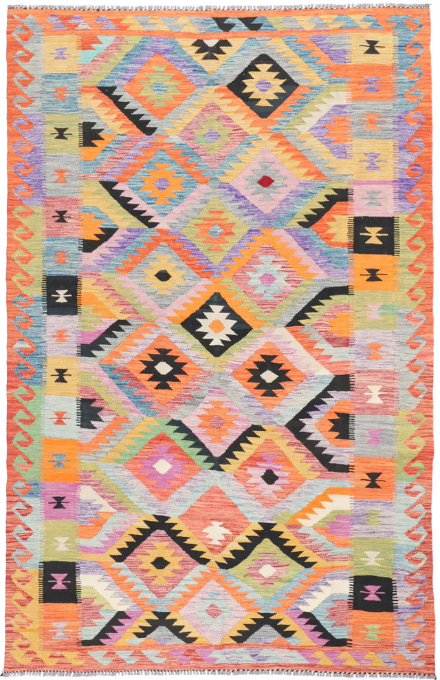 Shirvan Kilim orange, 297 × 194 cm
