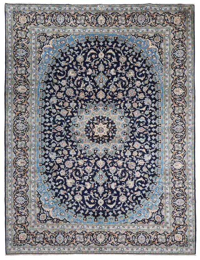 Persian Kashan / Keshan Navy Rug – 13 x 9'7, 397 × 296 cm